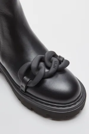 Chunky Chain-Embellished Ankle Boots