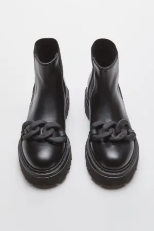 Chunky Chain-Embellished Ankle Boots