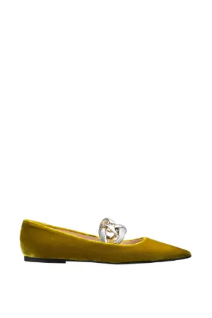 Chunky Chain-Embellished Ballet Flats
