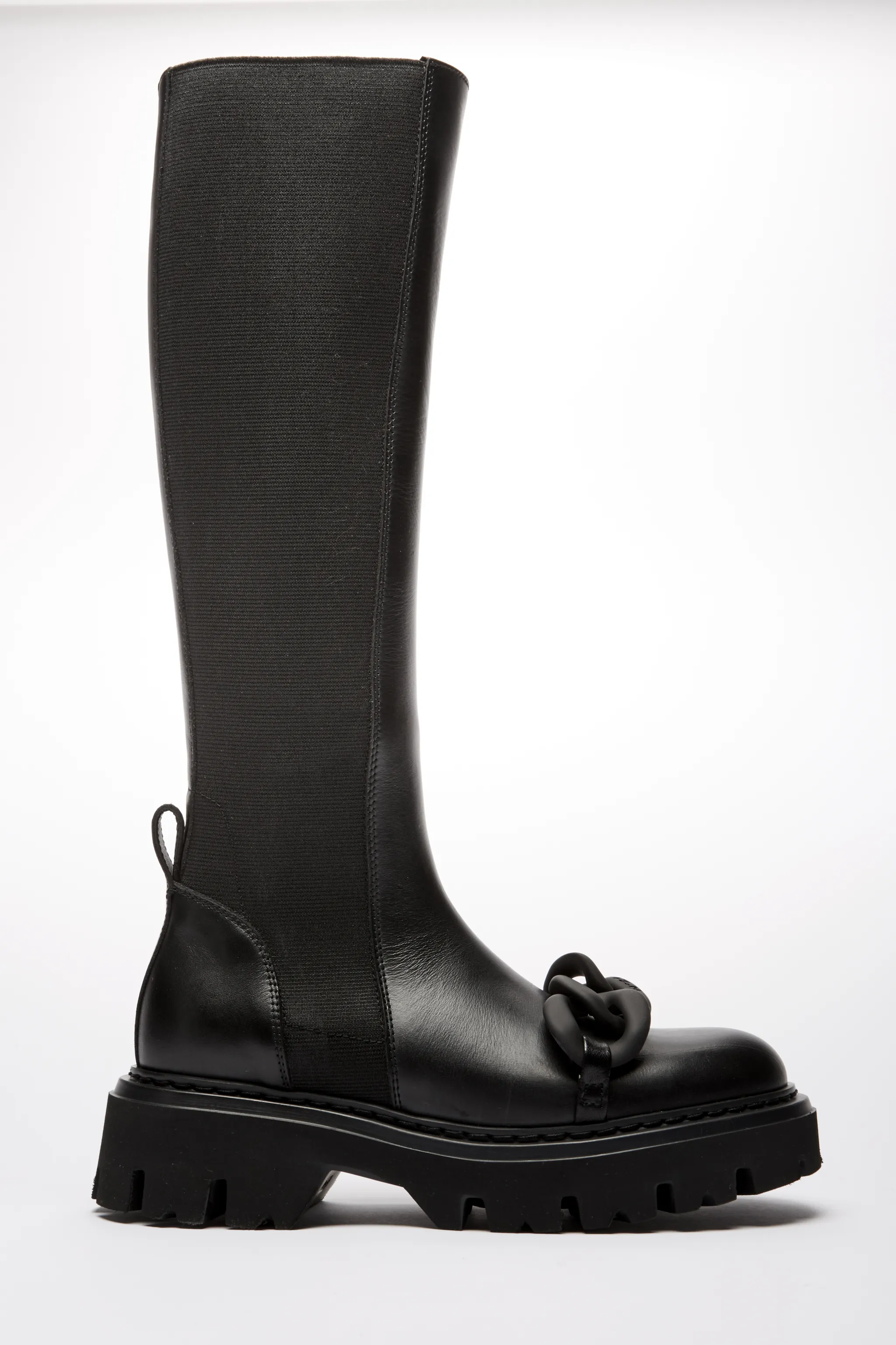 chain knee high boots