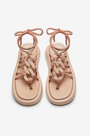Chunky Chain-Embellished Rope Sandals