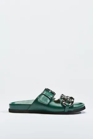 chunky chain-embellished slide sandals
