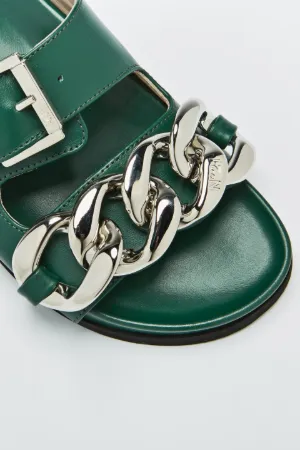 chunky chain-embellished slide sandals