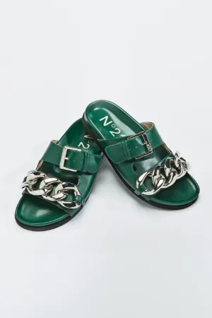 chunky chain-embellished slide sandals