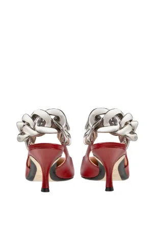 Chunky Chain-Embellished Slingback Pumps