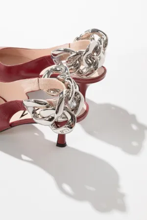 Chunky Chain-Embellished Slingback Pumps