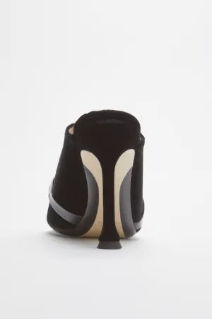 Chunky Chain-Embellished Velvet Mules
