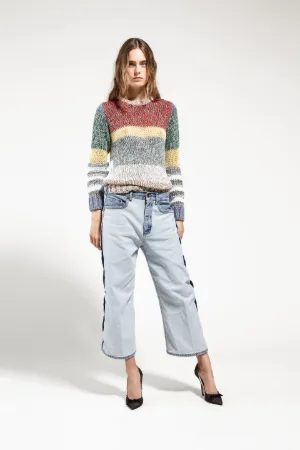 colour-block cotton blend sweater