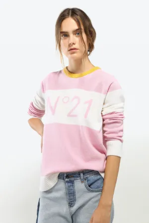 colour-block virgin wool logo sweater