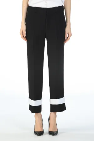 Contrast Cuff Tailored Trousers