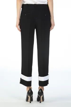 Contrast Cuff Tailored Trousers