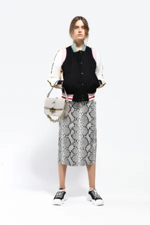 contrast floral-print varsity jacket