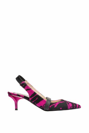 contrast strap printed slingbacks