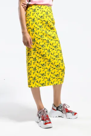 Floral pencil 2025 skirt yellow