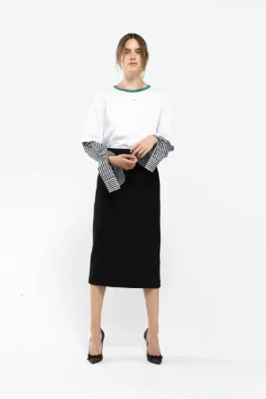contrast stripe pencil skirt
