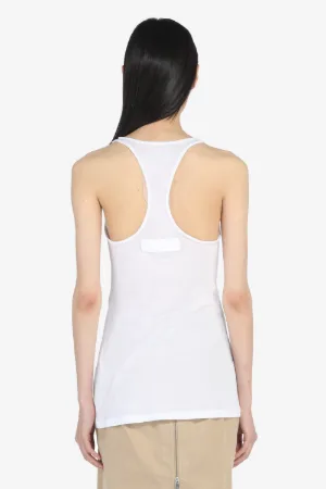 Cotton Rib Scoop-Neck Crystal-Embellished Tank