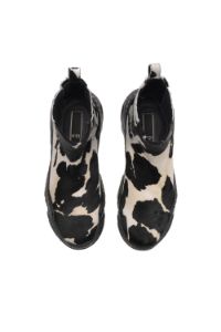 cow print chelsea boots