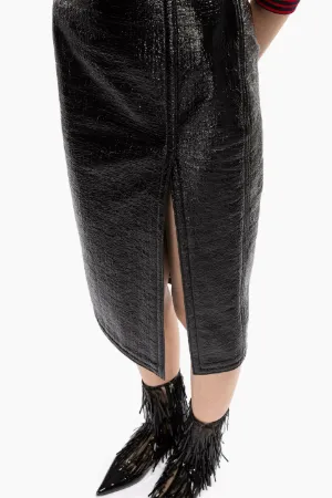 crinkle-effect slit pencil skirt