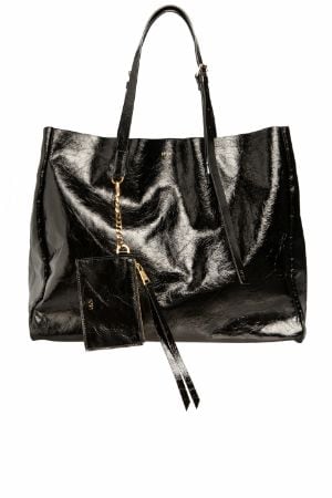 Crinkled leather maxi shopper