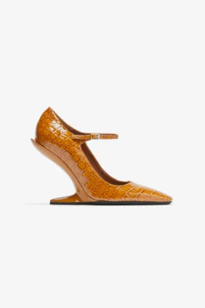 Croc-Effect Patent-Leather Pumps