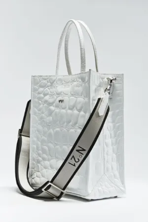 crocodile embossed logo tote bag