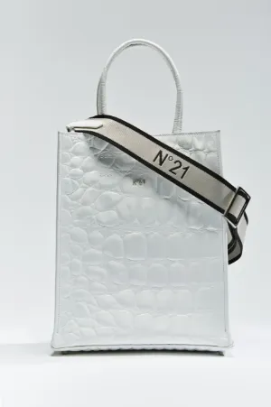crocodile embossed logo tote bag