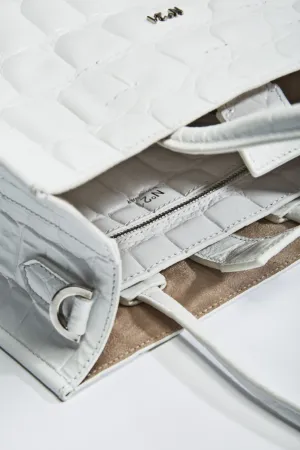 crocodile embossed logo tote bag