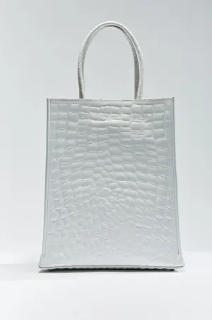 crocodile embossed logo tote bag