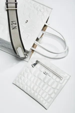 crocodile embossed logo tote bag