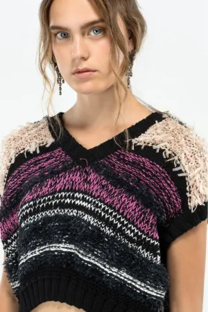 cropped chunky-knit sweater