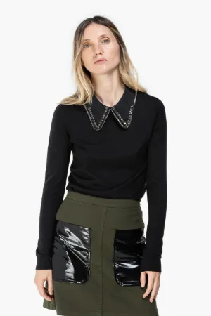 crystal and zip collar jumper