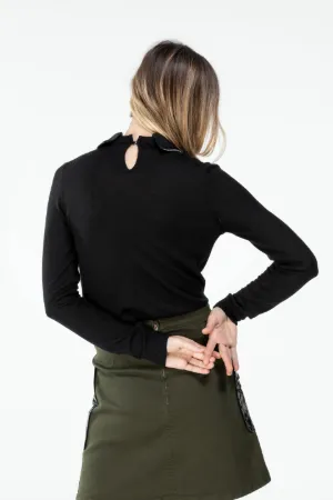 crystal and zip collar jumper