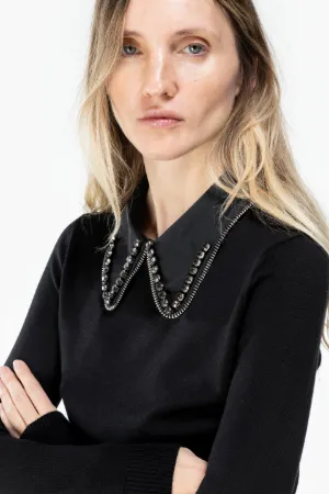crystal and zip collar jumper