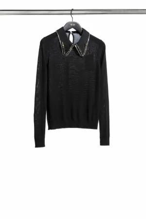crystal and zip collar jumper