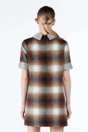 Crystal-Embellished Checked Mini Dress