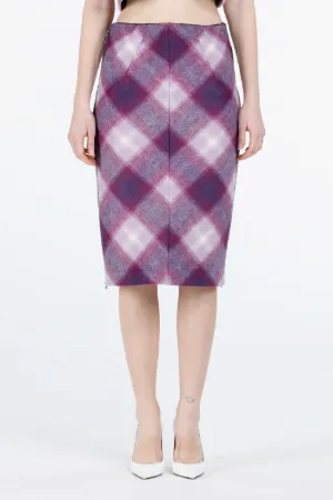 Crystal-Embellished Checked Pencil Skirt