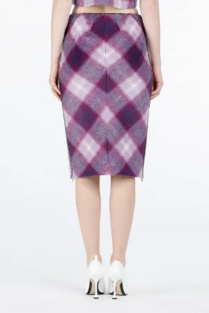 Crystal-Embellished Checked Pencil Skirt
