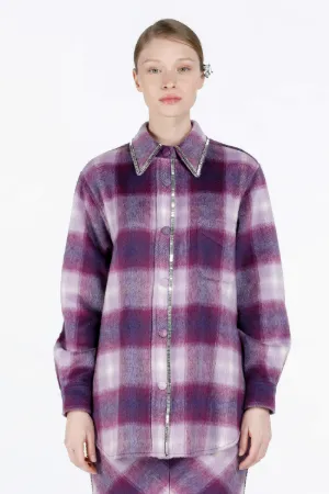 Crystal-Embellished Checked Shirt