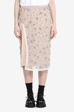 Floral embellished midi skirt hotsell