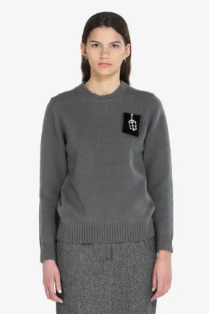 Crystal-Embellished Patch Sweater