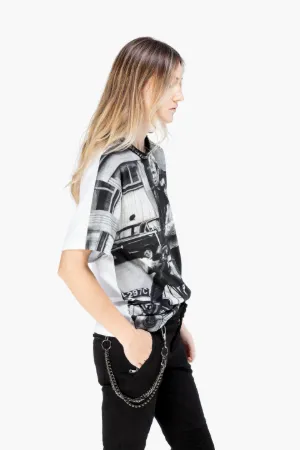 Crystal embellished photo print T-shirt