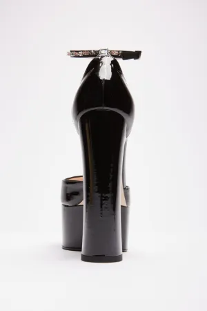 Crystal-Embellished Platform Pumps