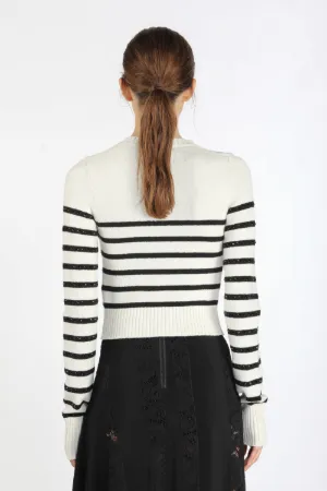 Crystal-Embellished Striped Cardigan