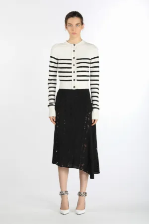 Crystal-Embellished Striped Cardigan
