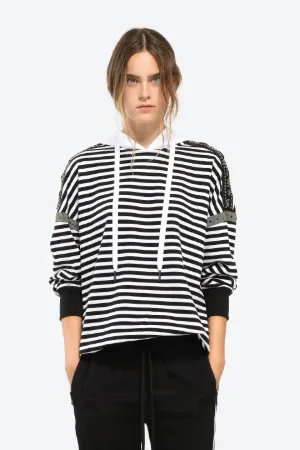 crystal-embellished striped hoodie