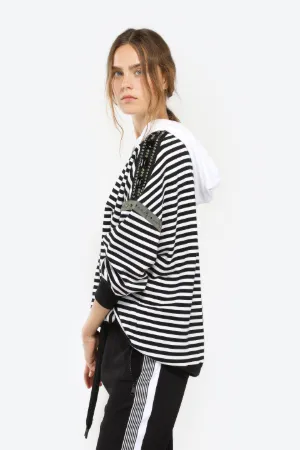 crystal-embellished striped hoodie