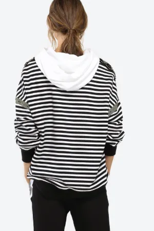 crystal-embellished striped hoodie