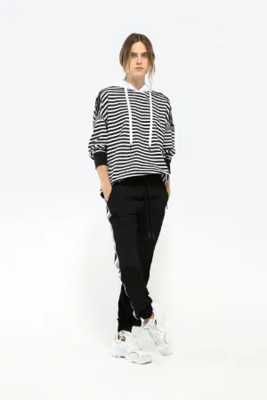crystal-embellished striped hoodie