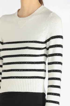 grey black striped sweater