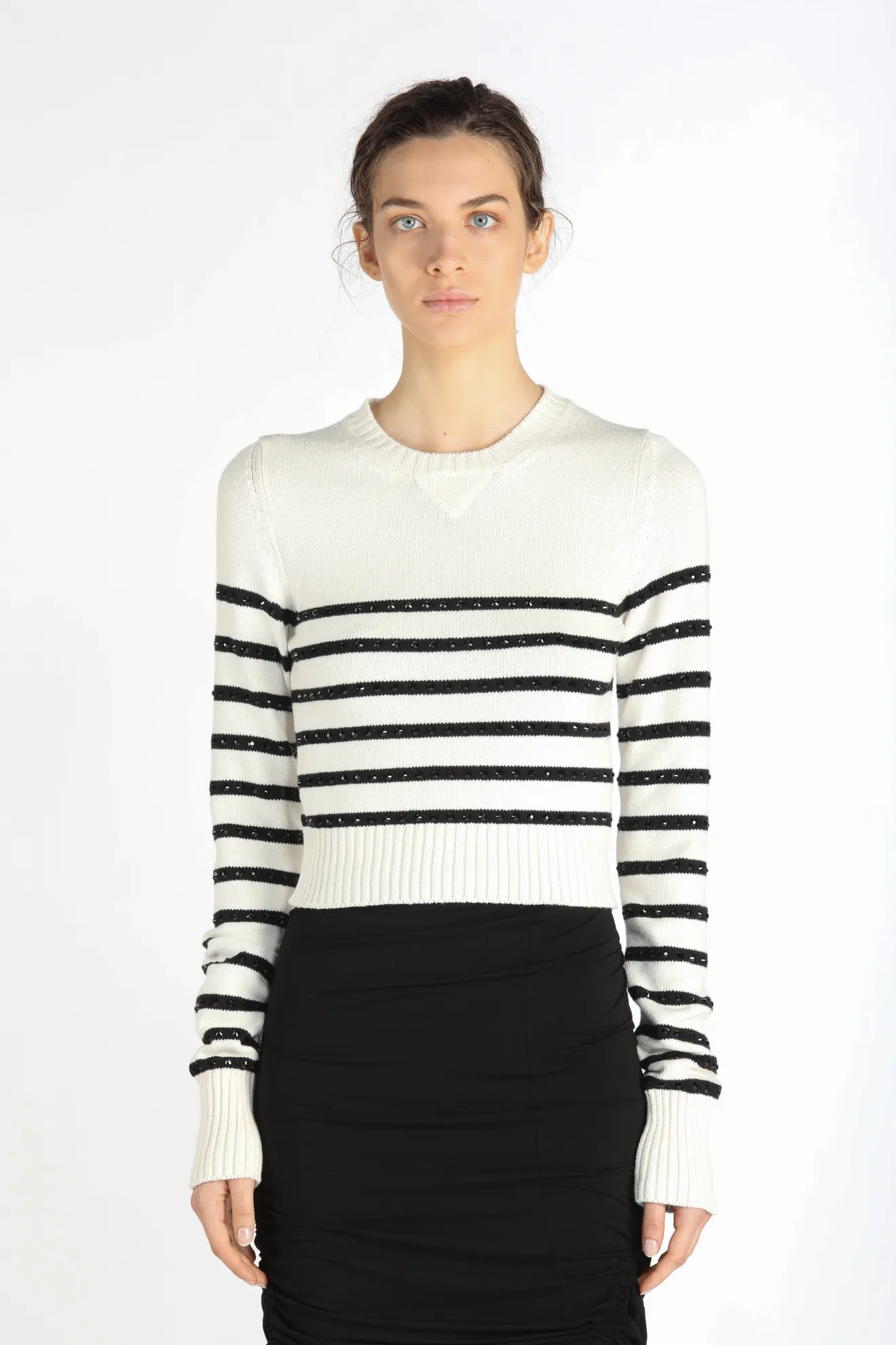 grey black striped sweater